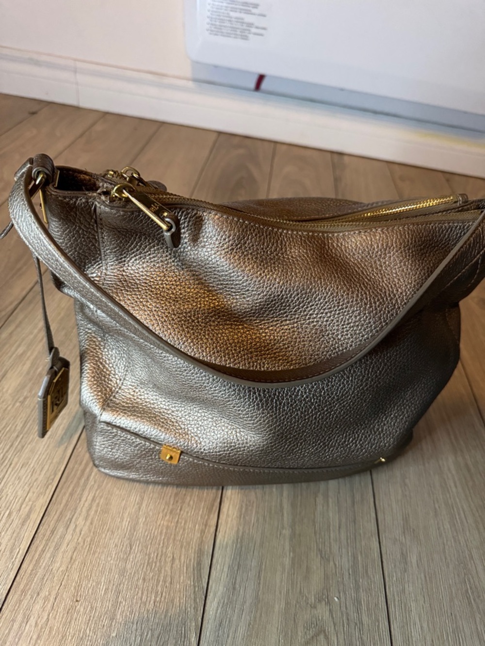 Ralph Lauren metallic Bronze Leather Shoulder Bag - Women's Handbag